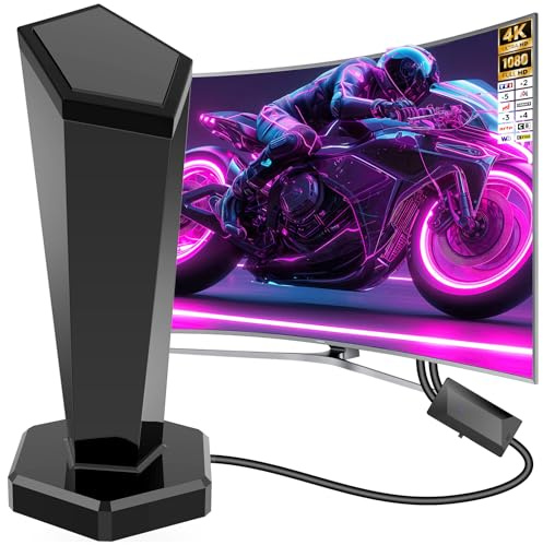 Antenne TV Intérieure Puissante, Antenne TNT Intérieure avec Amplificateur de Signal Intelligent,Réception 360° Longue Portée 500km,Compatible Smart TV 1080P 4K DVB-T/DVB-T2