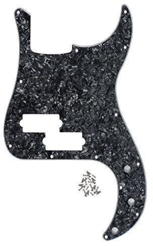 FLEOR 13-Loch Modern Style Standard PB Bass Pickguard ohne Truss Rod Notch für 4-Saiter P Bass Modell, Schwarze Perle
