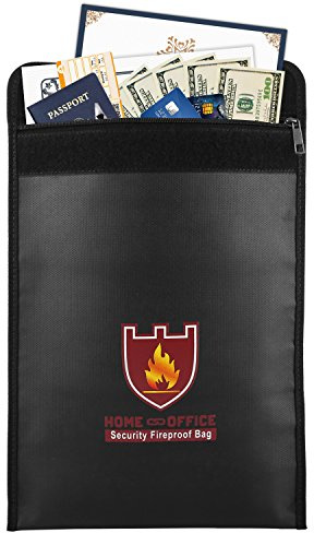 Fireproof Money & Document Bag, MoKo File Document Organizer 15 x 11 Fire & Water Resistant Cash & Envelope Holder, Protect Your Valuables, Documents, Money, Zipper Closure for Protection, Black