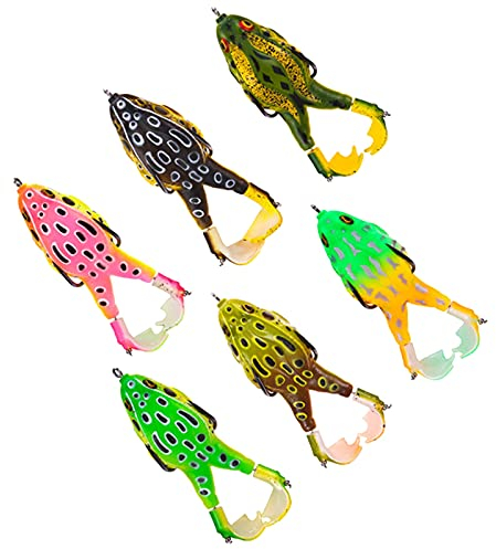 6PCS Doppelpropeller Frösche Soft Bait- Kunstköder -Soft Silikon Angelköder für Angeln - Wobbler Gummiköder/Frogs Weiche Köder/Angel-Köder/Fischköder
