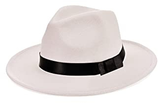 BABEYOND 1920s Fedora Hat for Men Gatsby Wide Brim Hat Felt Panama Cap