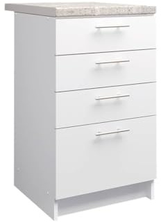 JD Greta Fixed Height 500mm Kitchen Drawer Base Cabinet Floor Unit with 38mm Worktop – White Matt