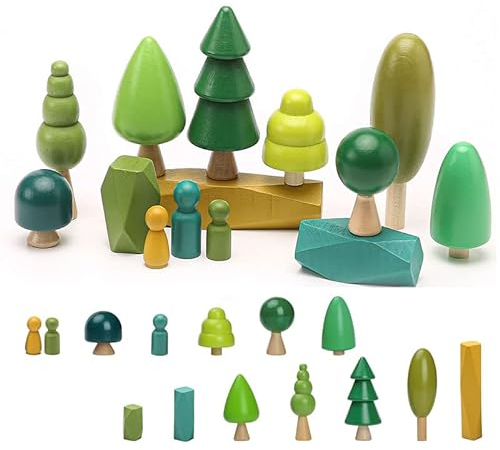 OESSUF 14 PCS Holzspielzeug - Holz Baum Deko Montessori Spielzeug, Verschiedene Größen Bäume Wald Rustikal Deko für Wohnkultur und kinderzimmer