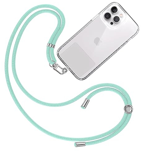 TBOC Cordón Correa Cuerda Universal [Verde Agua] Colgar Funda Teléfono Móvil en Cuello - Cinta Cadena Colgante Parche de Plástico - Colgador Lanyard Enganche Llavero Móviles Llaves Accesorios
