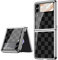 COQUE Galaxy Z Flip 4 5G Case,Ultra Slim 9H Glass Shiny Painted Mobile Phone Shell,Folding Phone Cover for Samsung Galaxy Z Flip 4 5G-Checkered Grey