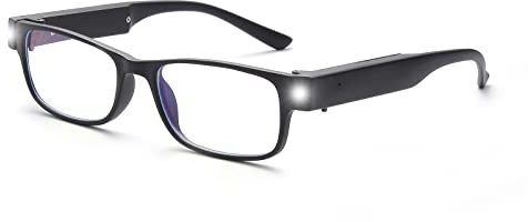 Tide Blaulicht-Schutzbrille Lesebrille mit Beleuchtung Lesehilfe Lupe, LED Lupenbrille, USB Wiederaufladbarer Blend Schutz, Vergrößerungsglas Sehhilfe 1.0X - 3.5X Vergrößerung Lesebrille