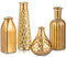 Hewory Gold Glass Vase for Flowers, Gilded Bud Vase Set for Table Centrepieces, Gold Ornaments Flower Vases for Living Room Wedding Home Decor, 22/19.5/16/12.5 cm