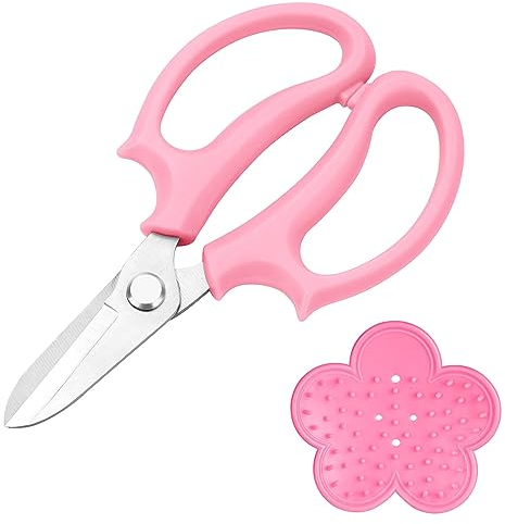 OFFCUP Sécateur Lame Droite Inoxydable, Sécateur de Jardin, Ciseaux Floraux avec Dissolvant D'épines, Ciseaux à Fleurs pour Organiser des Fleurs, Couper des Plantes, Cueillir (Rose)