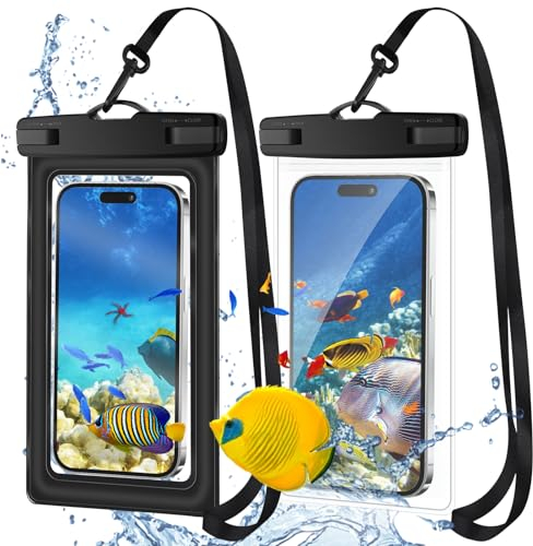 VFANDV wasserdichte Handyhülle 2 Stück, Unterwasser Handyhülle IPX8 Waterproof Phone Case Kompatibel Touch Wasserfeste Handyhülle Handy Wasserschutzhülle für iPhone, Galaxy, Huawei Bis zu 6,8
