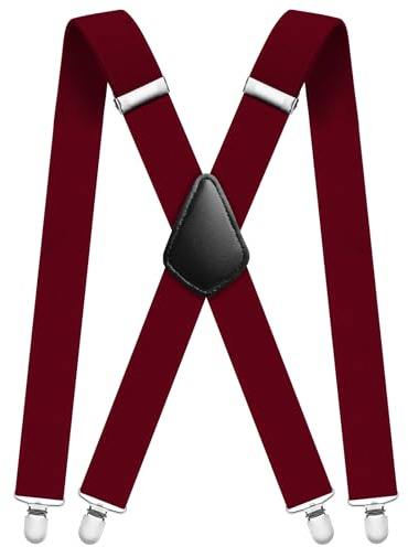 Aomig Mens Braces, Mens Suspenders with Strong Metal Clips, 3.5cm Wide Heavy Duty Suspenders for Men Women Business Wedding Casual