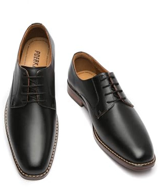 Poerkan Men's Classic Leather Oxford Shoes - Durable, Comfortable & Non - Slip Design Black