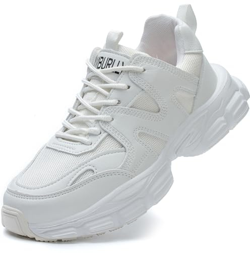 Micoklinlin Scarpe Antinfortunistiche Donna Scarpe da Lavoro Leggere Moda Mesh Sneakers con Punta in Acciaio Traspiranti Turnschuhe, bianco, 39 EU