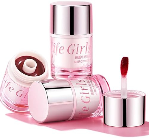 Sitovely 3PCS Feuchtigkeitsspendender Jelly Lipgloss, Weicher Flüssiger Lippenstift Hydrating Lipstick, Wasserfester Antihaft Lipgloss, Transparenter Getönter Lippenbalsam