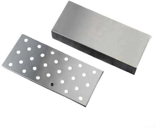 MeevrgR Caja de barbacoa de acero inoxidable de 12 pulgadas, generador grande de virutas de madera con tapa con bisagras y rejillas de ventilación para asar al aire libre, perfecto para ahumar carne