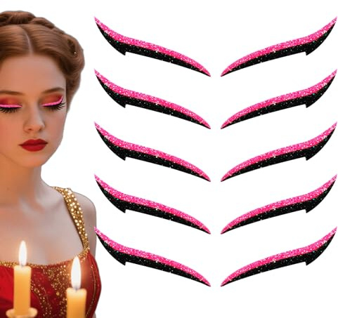 Bollisate Adesivi Occhi Effetto Eyeliner | Striscia Adesiva per Ombretti - Portatile per Viaggio 10 Pezzi Impermeabili Strisce per Trucco Occhi