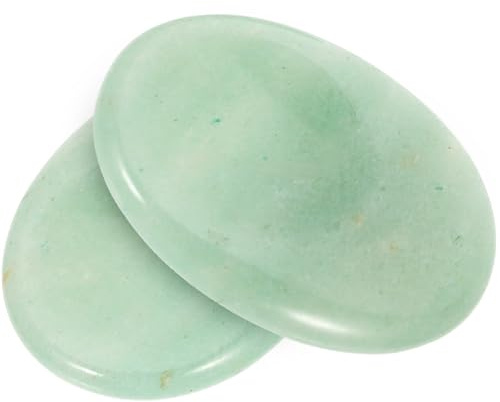 TOKIDNY 2Pcs Natural Green Aventurine Thumb Relief Massage Stone Smooth Oval Scraping Plate for Anxiety Muscle Joint Relief Blood Flow Improvement Facial Skin Elasticity Enhancer