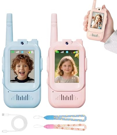 2 Pack Walkie Talkie Niños Recargable, Walkies para Niños, Walkie-talkies Recargables De Largo Alcance con Cámara HD, Cambiador De Voz Y Videollamada En Tiempo Real para Ni-ños Y Nias