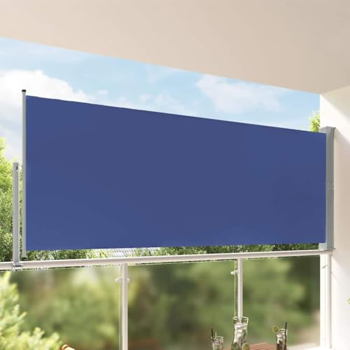 Nqyjm Tenda da sole laterale allungabile, 140 x 300 cm, blu, paravento laterale, protezione solare per balcone, terrazza, giardino