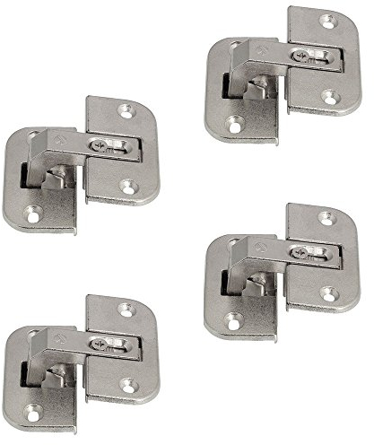 Gedotec Falt-Türscharnier Eckschrank-Scharnier Möbelscharnier Stahl vernickelt | Fuge 4-18 mm | Schrank-Scharnier mit Öffnungswinkel 150° | 3-dimensional verstellbar | 4 Stück - Falttüren-Scharnier