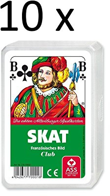 Ass Altenburger Spielkarten Skat Französisches Bild Blatt im Plastiketui 10er Pack