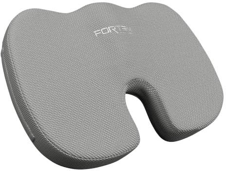 FORTEM Sittdyna för Kontorsstol, Sittdyna i Memory Foam, Halkfri Kudde för Gaming, Sittkudde för Bilstol, Datorstolsdyna, Tvättbart överdrag | Sittdyna för spel | Ergonomisk design | Tvättbart skydd | Halkfri | Grå