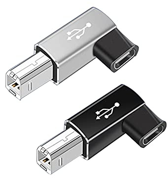 rgzhihuifz USB C Female to Midi 90 Degree Adapter, 2Pack Female USB C to Male USB B Printer Adapter, Compatible with Printers, MIDI, Eectric Pianos, Synthesizers, USB Microphones