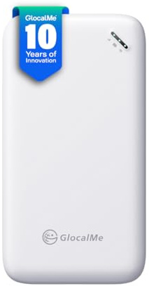 GlocalMe UPP 4G Mobiler WLAN Router, Keine SIM-Karte nötig, Keine Roaminggebühren, MiFi Geräte mit 1GB globalen Daten,Tragbarer WLAN-Router mit nur 113g (Weiß)