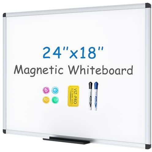 VIZ-PRO Magnetic Dry Erase Whiteboard with 2 Markers, 60 x 45 cm