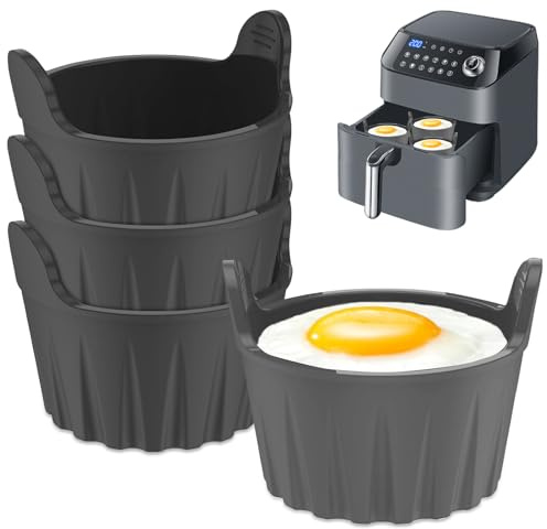 Ledeak 4 stycken silikonform för varmluftsfritös, liten, non-stick, återanvändbar airfryer silikonform, lätt att lossa bakformar, silikon, muffinsform, luftfritös, äggform, luftfryer-tillbehör