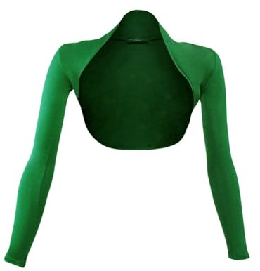 Glamexx24 Boléro élégant pour femme - Manches longues - Cardigan léger - Pour les festivités, vert foncé, XL Kurz