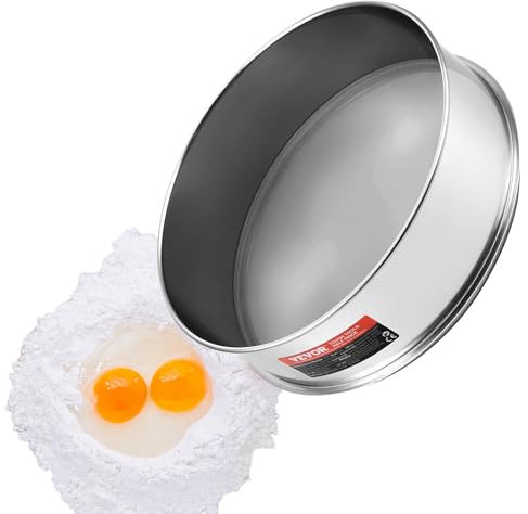 VEVOR Setaccio per Farina a Maglia Fine, Setaccio per Farina da 150 Mesh, Setaccio a Maglia Fine per Alimenti in Acciaio Inossidabile 304, Setaccio a Maglia Fine Griglia Rotondo per Polvere Alimenti