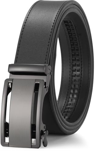 SENDEFN Men's Leather Belts 1 3/8 Automatic Ratchet Belts Adjustable Casual Buckle Belts for Dress with Gift Box