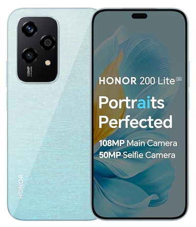 HONOR 200 Lite, Unlocked 5G Smartphone, 8GB+256GB, 6,7” Anti-Drop AMOLED Display, 108MP Triple Rear Camera, 50MP Front Camera, Dual SIM, 2 Year Manufacturer Warranty, Android 14, Starry Blue (Renewed)