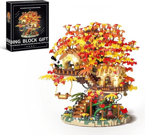 Maisonnette Bonsaï en Fleurs de Cerisier Ensemble de Blocs de Construction, Architecture de Cabane dans les Arbres Kits de Mini-Blocs, Plantes et Fleurs pour Adultes et 16+ Adolescents - 2725 pièces