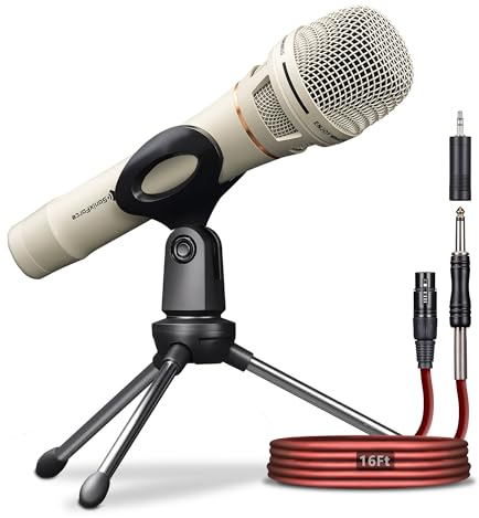 SonixForce Dynamic Microphone - Professional Vocal Microphone for Singing - Handheld Wired Mic with 16ft XLR to 1/4 Audio Cable - Mic for Speech, Studio & Live Performance