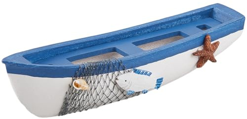 GORGECRAFT Figura de Velero de Madera 18.5cm Adorno de Barco de Pesca Azul En Miniatura para Mesa Modelo de Playa Baño Fiesta Salvavidas Recuerdo Vintage Centro Náutico Mediterránea Granja Oficina