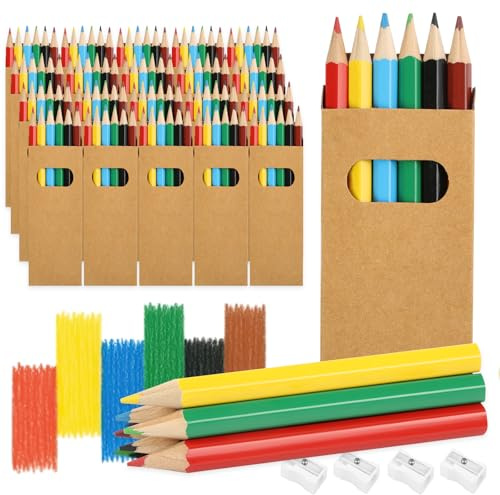 Deepton Buntstifte Set, 20 Packungen Kleine Buntstifte mit je 6, Buntstift e Knder,120 Mehrfarbig Holzstifte mit 4 Spitzern, Farbstifte Kinder für Kunst Zeichnung, Schreiben, Skizzieren und Färbung