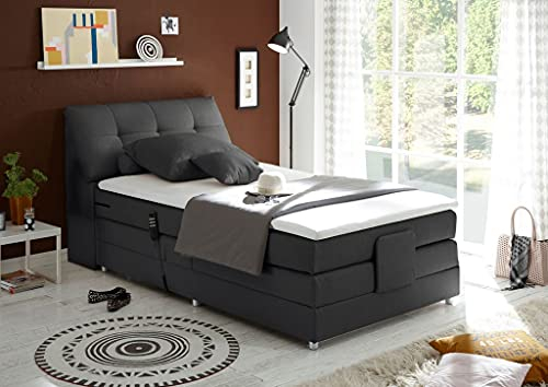 Froschkönig24 Concord 3 Boxspringbett 120x200 cm Bett mit Motor Anthrazit