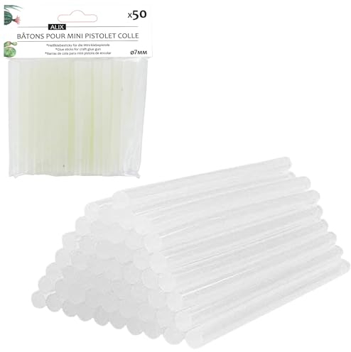 ALIX - Pack de 50 Bâtons de Colle chaude 7mm – Transparent - Pistolet à Colle Glue Gun ALIX
