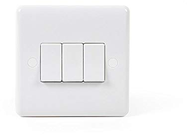Lieber Silk White 3 Gang Intermediate Light Switch with a Curved Edge | Triple Intermediate Switch, Suitable for the Home, Kitchen, Bedroom, Living Space and Office Lighting