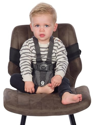 Original Dooky Travel Chair - Baby Reise Hochstuhl Sicherheitsgurt für Unterwegs - Altersgruppe: 6-36 Monate, passend für nahezu jeden Stuhl, kompakt und leicht, 100% Polyester, Schwarz
