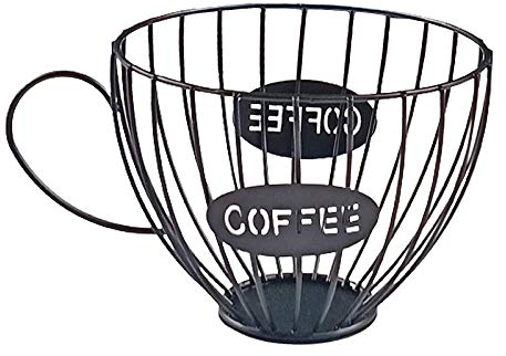 Fenteer Nordic Style Iron Coffee Pod Organizer, Coffee Pod Storage Cup, Coffee Storage Basket for Counter Coffee Pod Storage Holder Coffee Accessories, Black