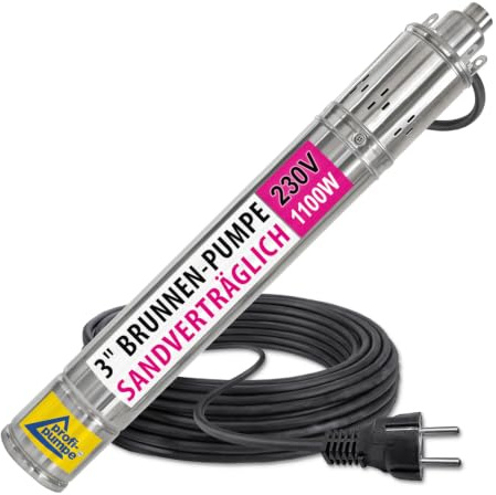 Sandkompatibel djupbrunnspump 3 tum 230 V fonnpump vattenpump trädgårdspump rörpump hushållsvattenverk borrhålspump för nyinstallerade och sandhaltiga brunnar för att främja flygande and