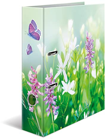 HERMA Ordner A4 Grüne Wiese, 7 cm breit, Kinder Ringordner mit Pflanzen Motiv, bunter Aktenordner mit Innendruck für Jungen und Mädchen