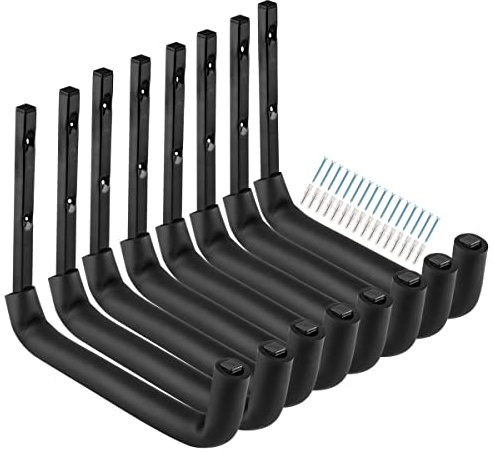 Heavdace Paquete de 8 Ganchos de Almacenamiento para Garaje, Colgador de Almacenamiento para Escalera de Servicio Pesado de 25,4 cm, Estante Utilitario Montado en la Pared