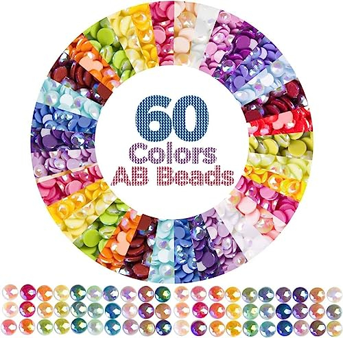 60 Farben AB Diamond Painting Steine, Diamond Painting Zubehör für Diamond Painting Set, 5D Diamant Painting Diamanten für Diamond Painting Erwachsene, AB Runde Diamonds 60.000 Stück