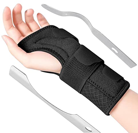 MILAIUN Handgelenkstütze mit Metallschiene-Stabilisator-Verstellbare Tag-Nacht-Handgelenkbandage für Männer Frauen-Handgelenk Bandagen für Tendinitis Arthritis(L/XL, Rechte Hand)