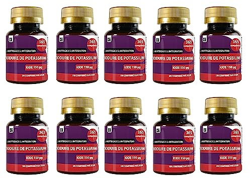 Yoduro De Potasio 3650 Tabletas 150 Mcg Yodo 1 al Día | Sin Gluten ni Lactosa | no de origen animal