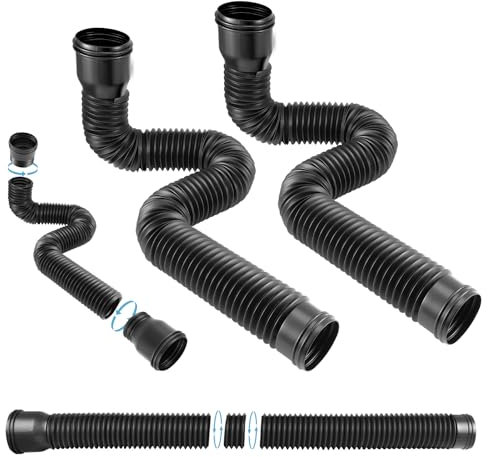 Catch Basin Downpipe Extension Set, 150cm Circular Extendable Rain Gutter Downspout, Extra Flexible Pipe Set, Catch Basin Downspout for Lawns, Cement Floors, Landscaped Areas, Yards, 2PCS