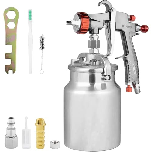 KCNKCN R500 LVLP Spray Gun 2.0mm Nozzle with 1000cc Siphon Feed Cup - Automotive Paint Sprayer for Car, Primer, Base & Clear Coat Refinishing